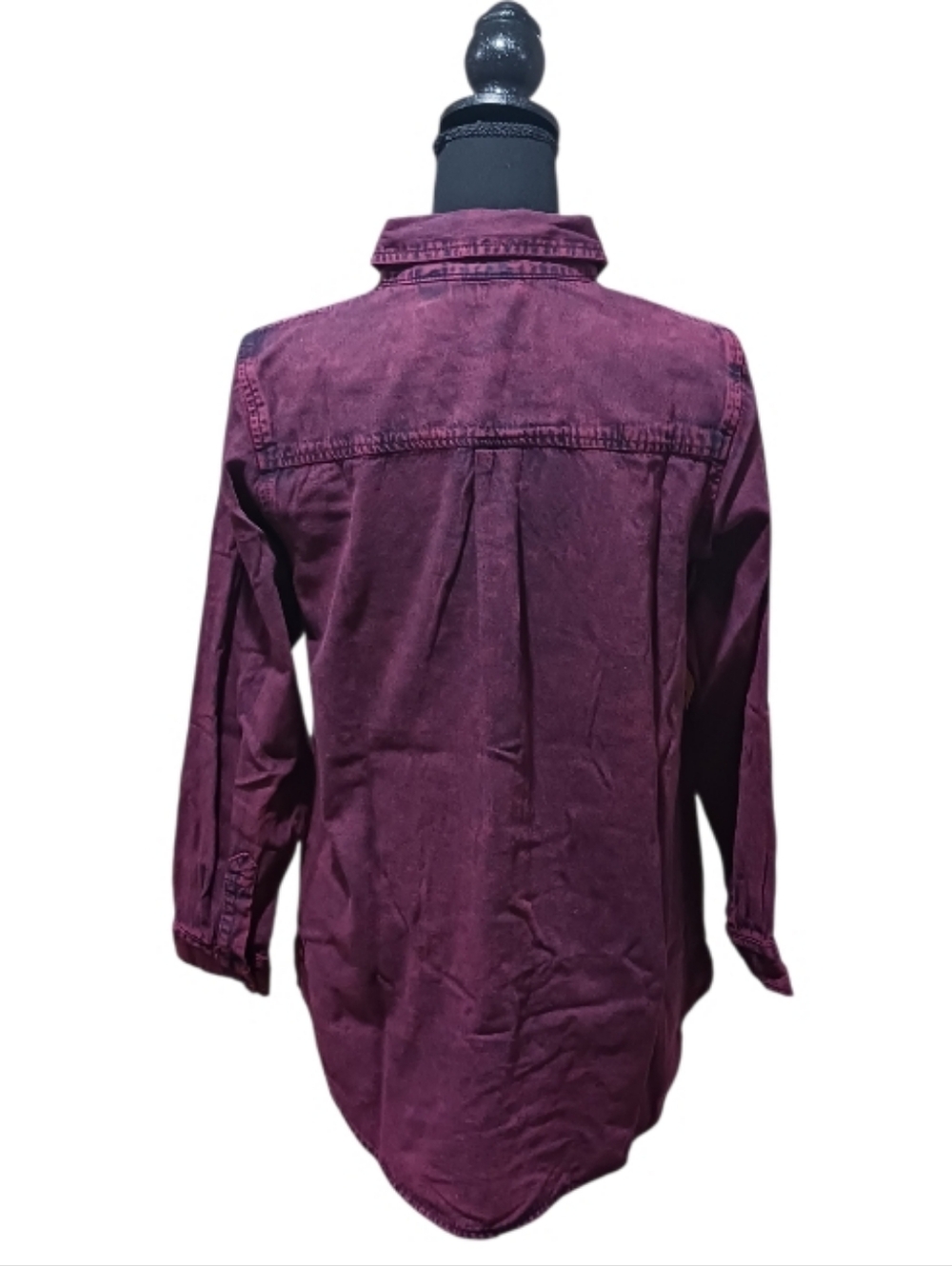 Vintage Washed Boyfriend Fit Denim Shirt Plum - Picture 3 of 8